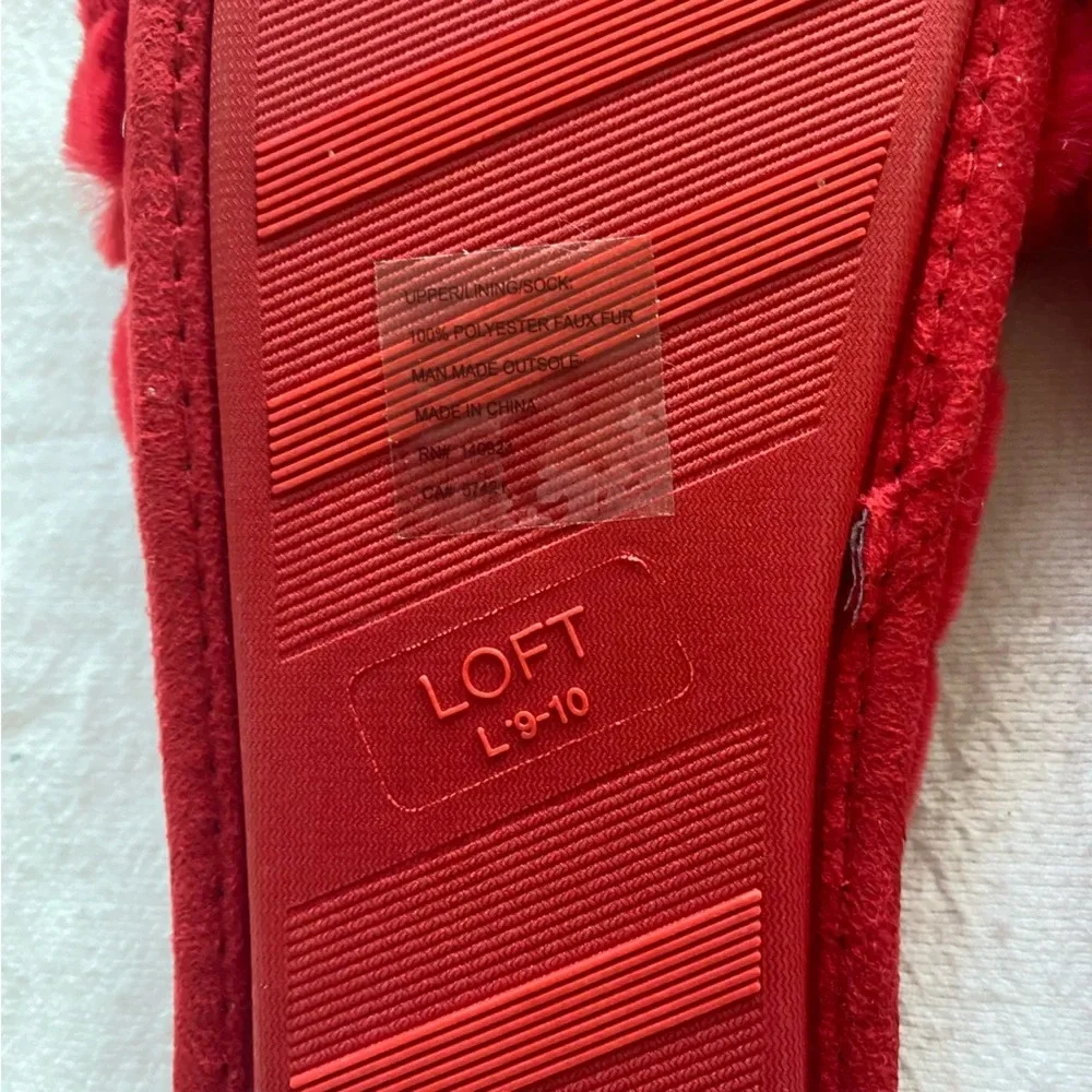 LOFT Faux Fur Twist Slippers Lounge House Slides in Tango Red Size Large - Picture 4 of 5